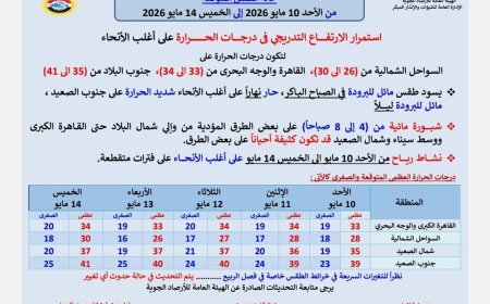 توقعات حالة الطقس في مصر من 10 إلى 14 مايو.. أجواء متقلبة