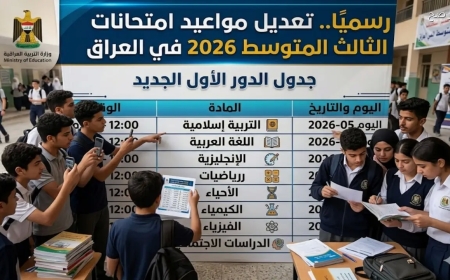 جدول امتحانات الثالث متوسط 2026 العراق.. وزارة التربية تعلن تعديل المواعيد رسميًا